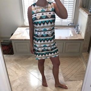 Sequin shift dress with geometric shapes
